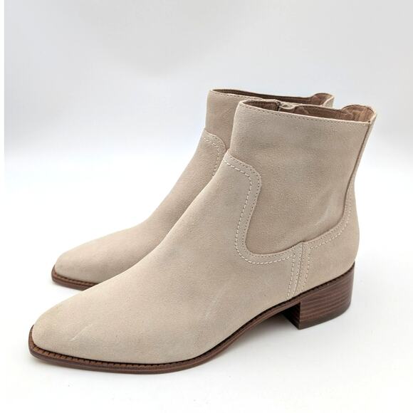 Cole Haan Naia Pointed Toe Block Heel Booties Women's Light Beige Size US8B - Picture 1 of 7